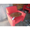 Red Haworth Media Chair with Cup Holder & Rotating Arm